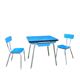 Extendable blue formica table and 2 chairs, 1960s