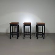 3 x tabourets de construction en chêne années 1960