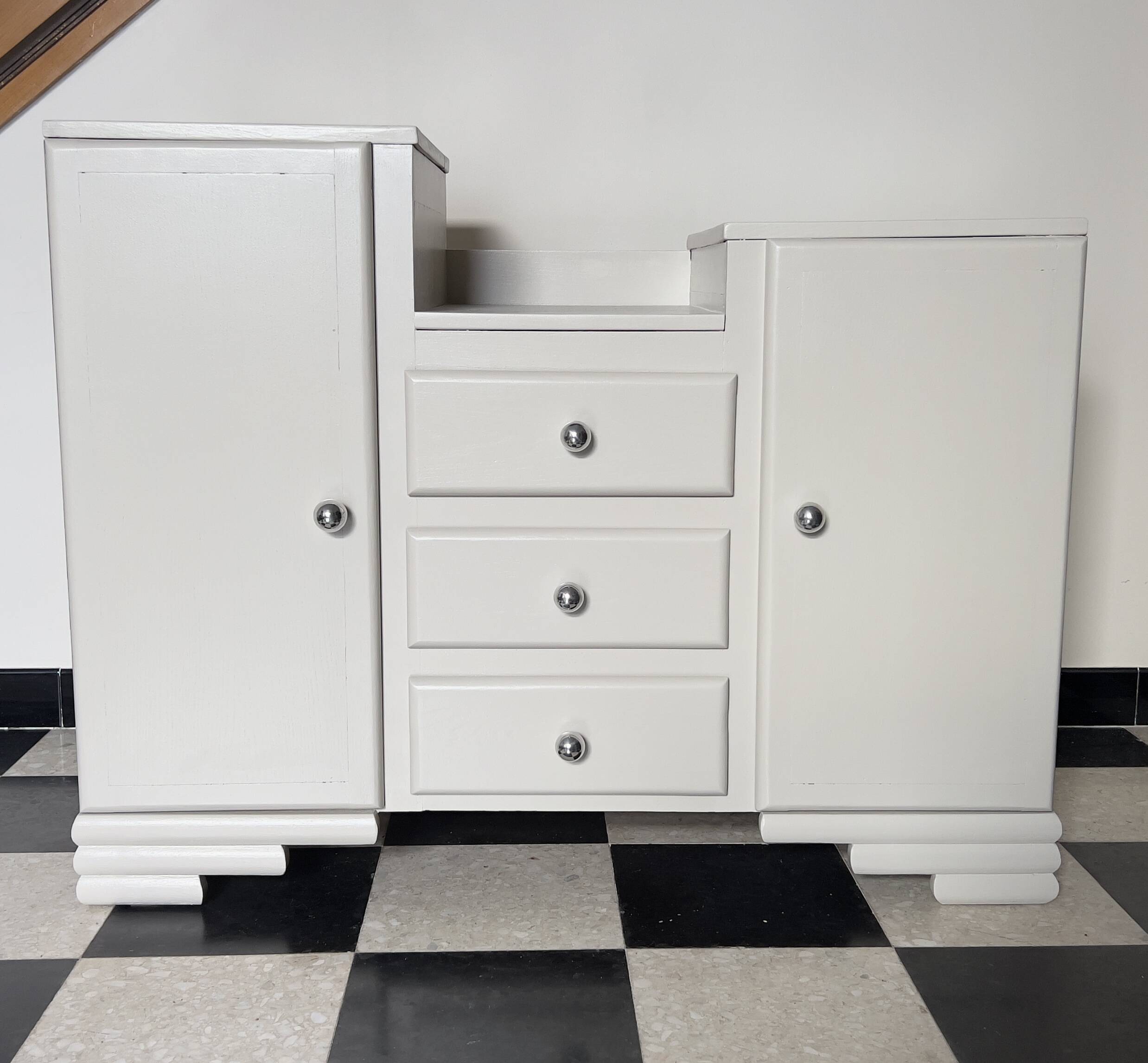 Renovated art deco asymmetrical storage unit