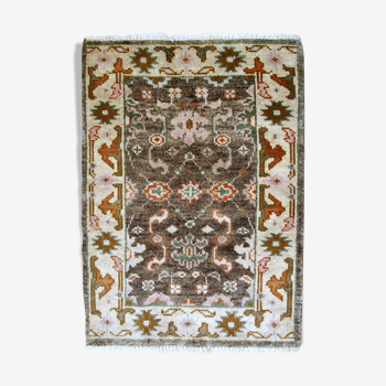 Handmade Indo-Mahal vintage rug 64cm x 97cm 1980s, 1B865