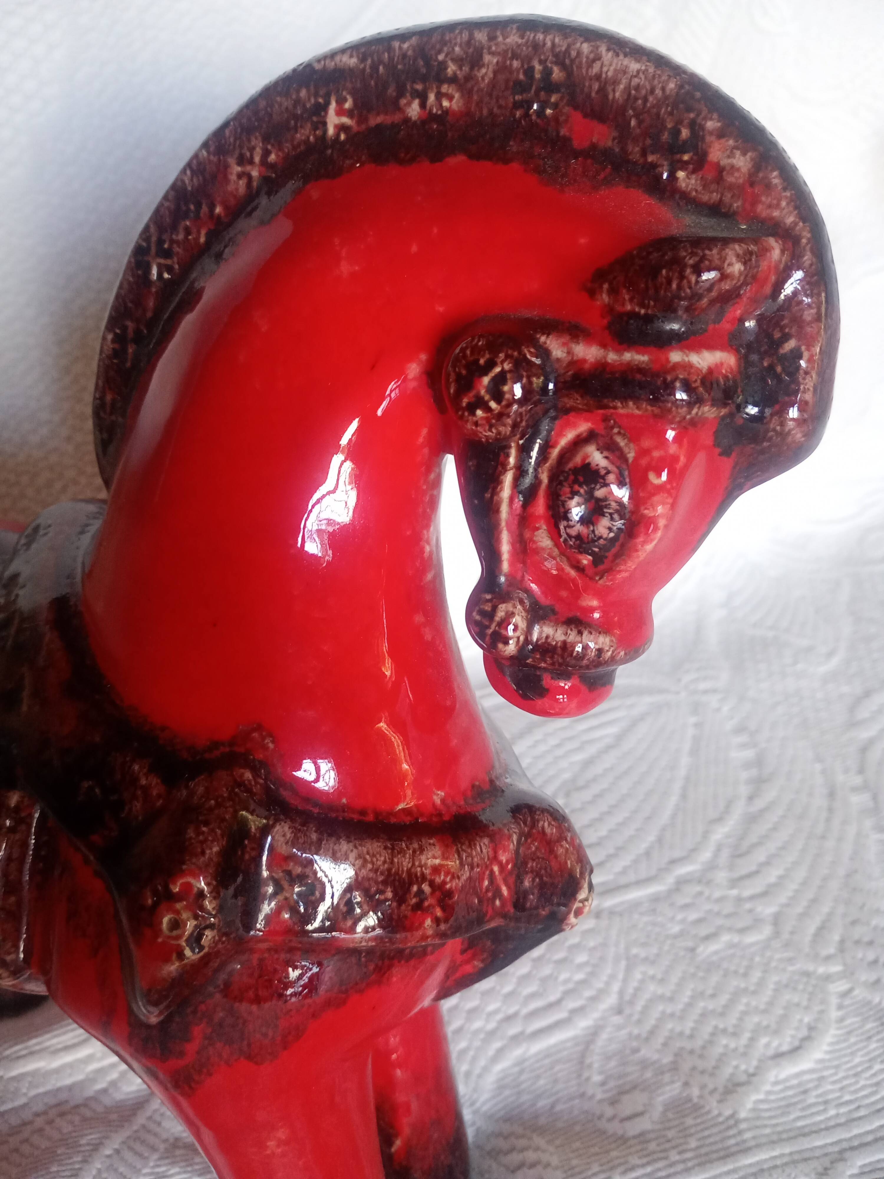 Bitossi - Aldo Londi - Red Roman Horse - glazed ceramic