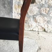 Pair of Scandinavian chairs Ameublement NF black imitation leather and teak - 1960