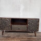 Tv stand in a row vintage compass feet 1980