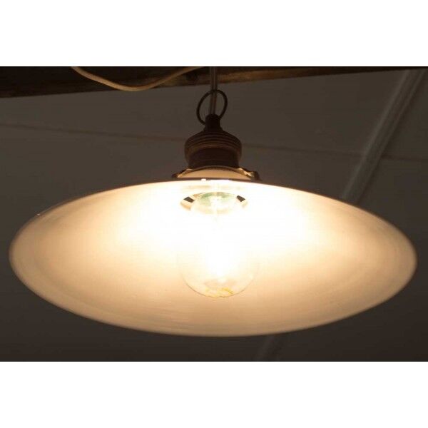 White opaline suspension with brass shock