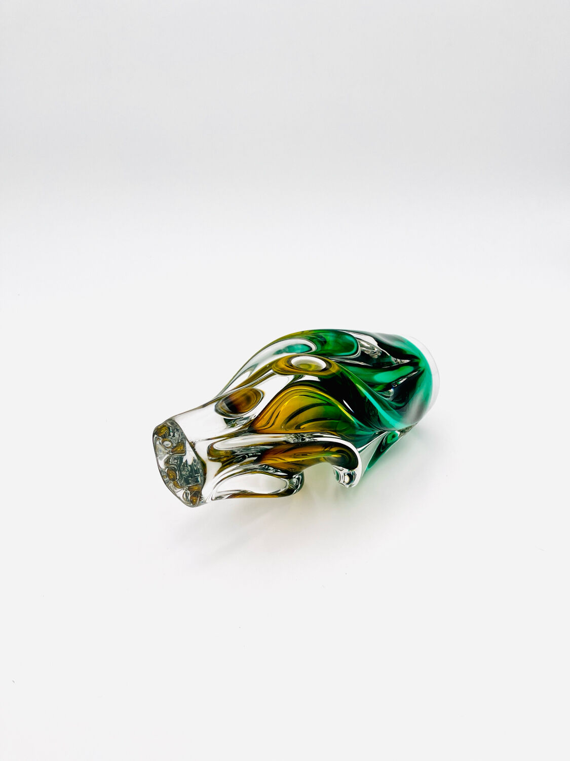 Vase Josef Hospodka - Sommerso - Amber & Emerald Green - Circa 1960