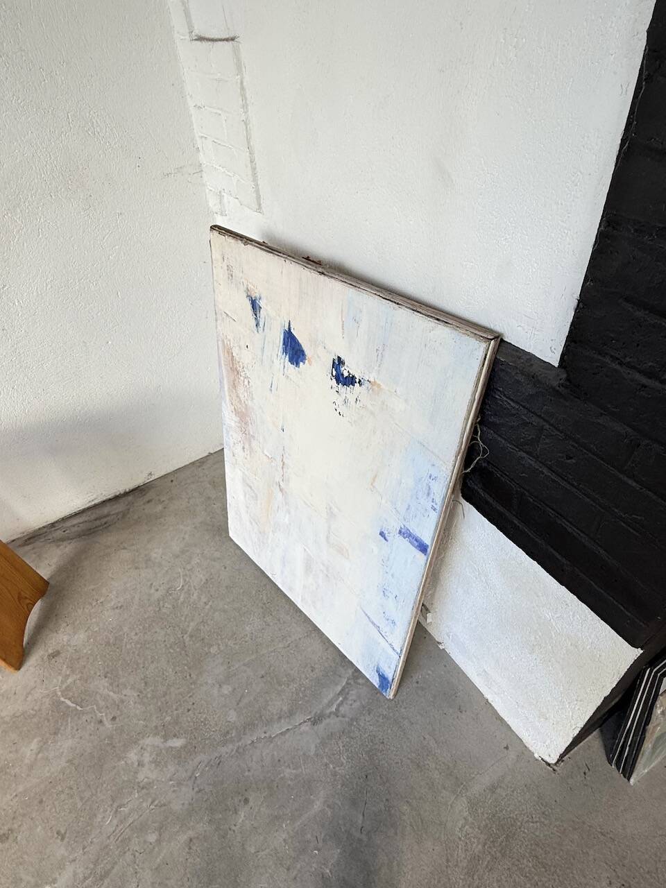 Toile abstraite blanche, peinture à l’huile XXème