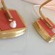 Pair of bedside lamps in structured white opaline and brass, vintage 60