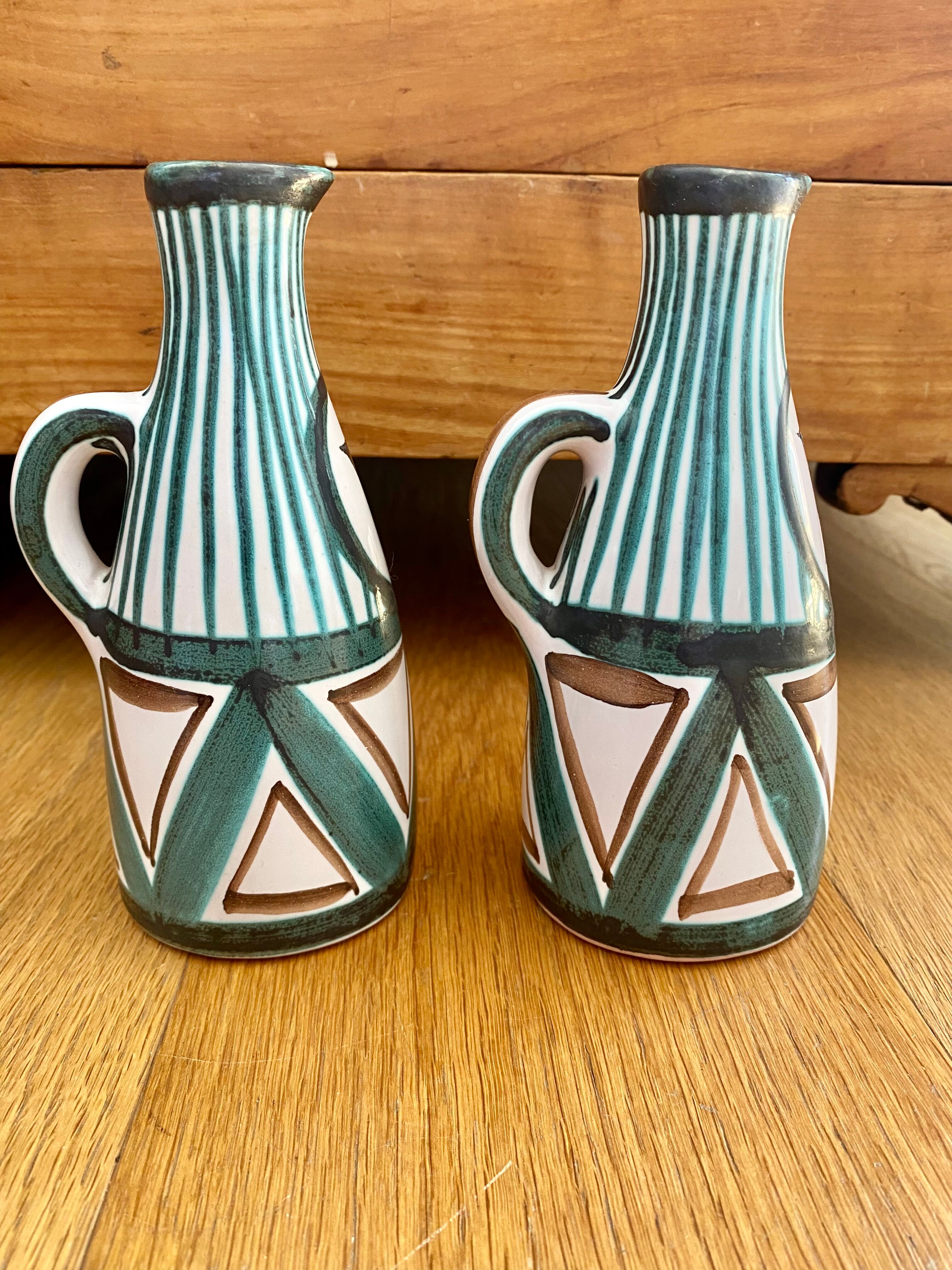 Vinegar oiler, pitchers Robert Picault ceramic Vallauris