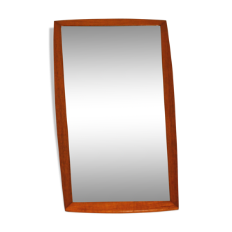 Miroir scandinave années 60 biseauté en teck 36x69cm