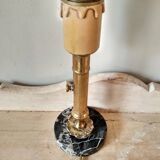 Table lamp with brass candle holder and marble base