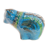 Vintage cat statue, Aldo Londi for Bitossi, Rimini blue series