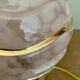 Vintage art deco globe table lamp in pink and gold Clichy glass