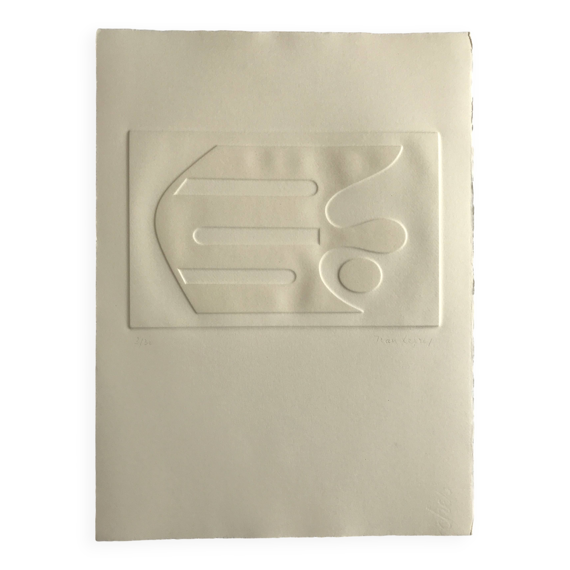 Signed and numbered print by Jean Legros, Geometric Relief II, c 1970