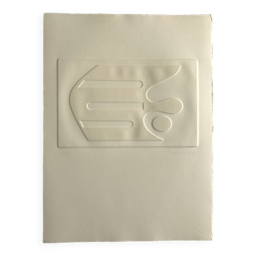 Estampe signée et numérotée de Jean Legros, Relief géométrique II, c 1970
