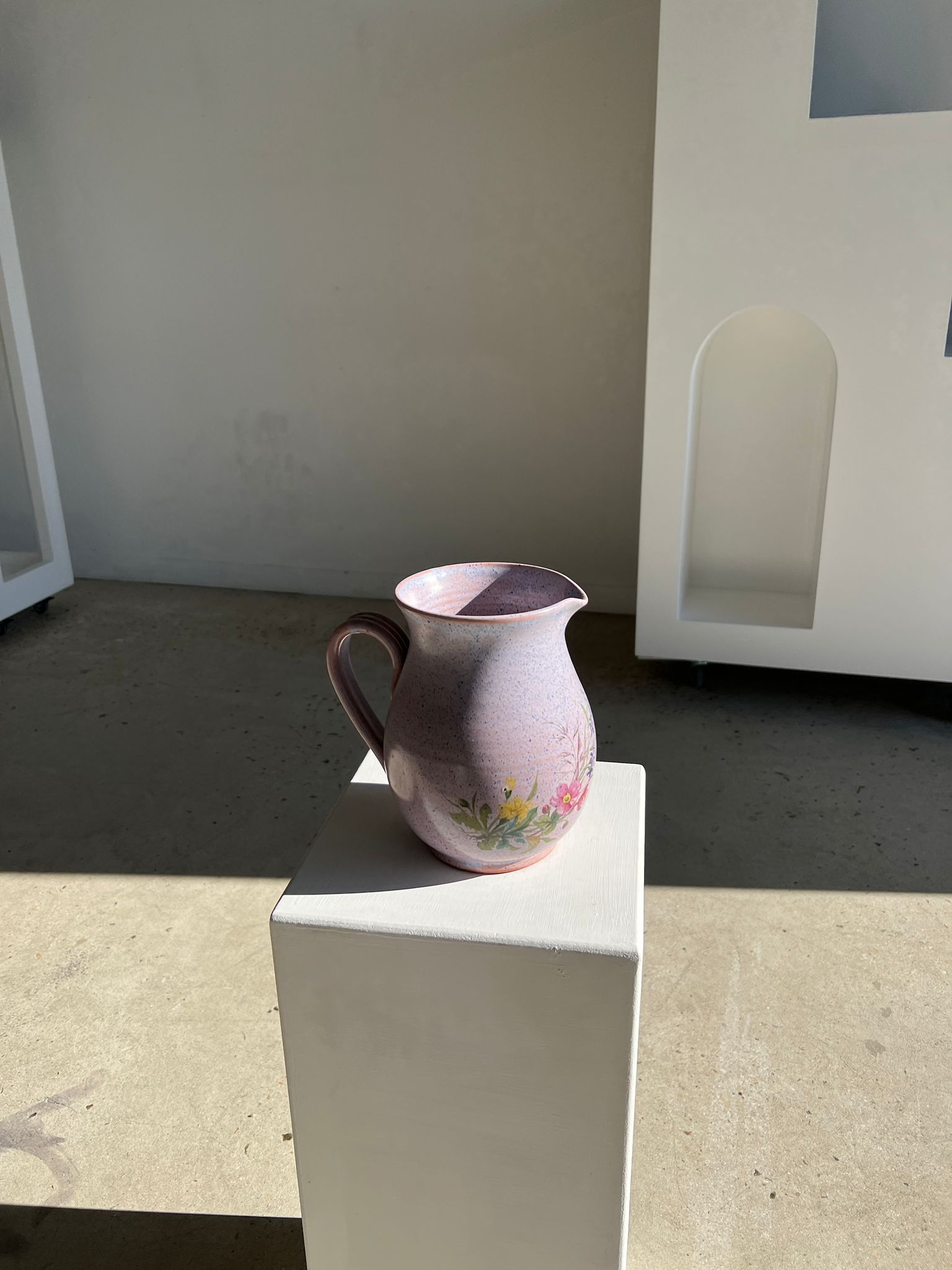Vintage purple carafe with field flower patterns H:20cm