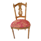 Lyre back chair in carved wood, Louis XVI style, late 19th century.