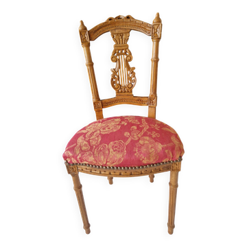 Chaise à dossier lyre en bois sculpté Style Louis XVI Époque fin XIXe