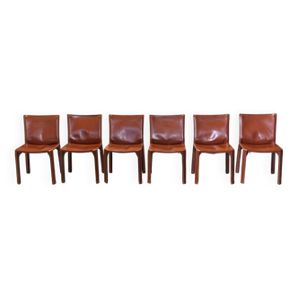 6 chaises Cassina Cab 412 bordeaux par Mario Bellini