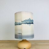Fig lamp in sandstone and silk "fisherman" lampshade