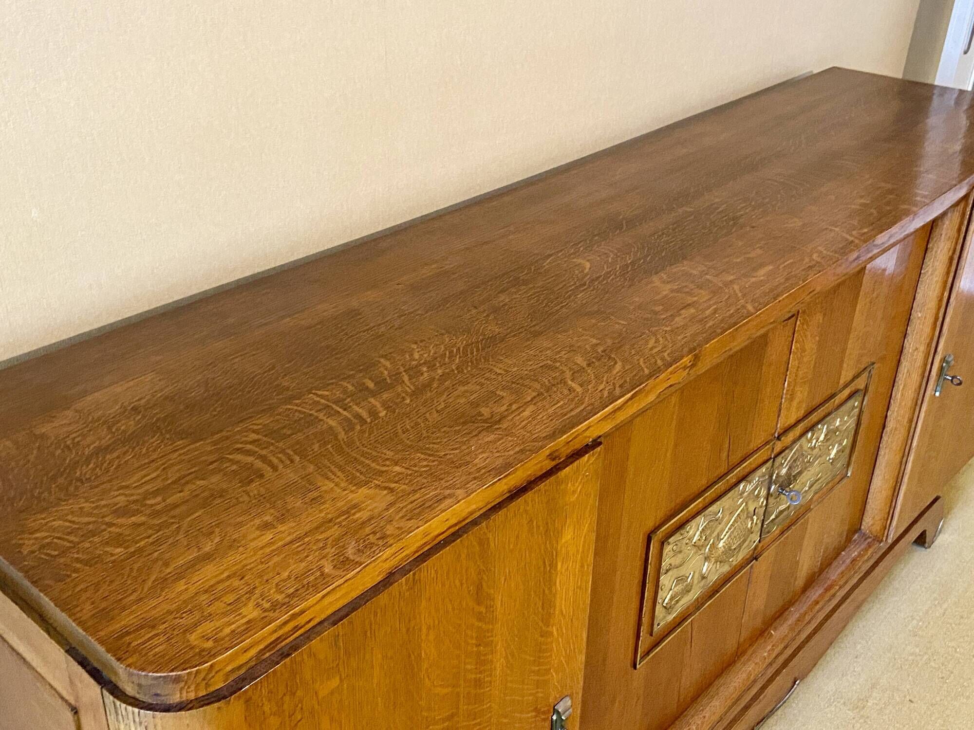 Mid-century vintage Scandinavian 1950s Art Deco Parisian sideboard oak wood