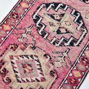Soft Pink & Orange Rare Style Vintage Runner Rug, 91x359 Cm