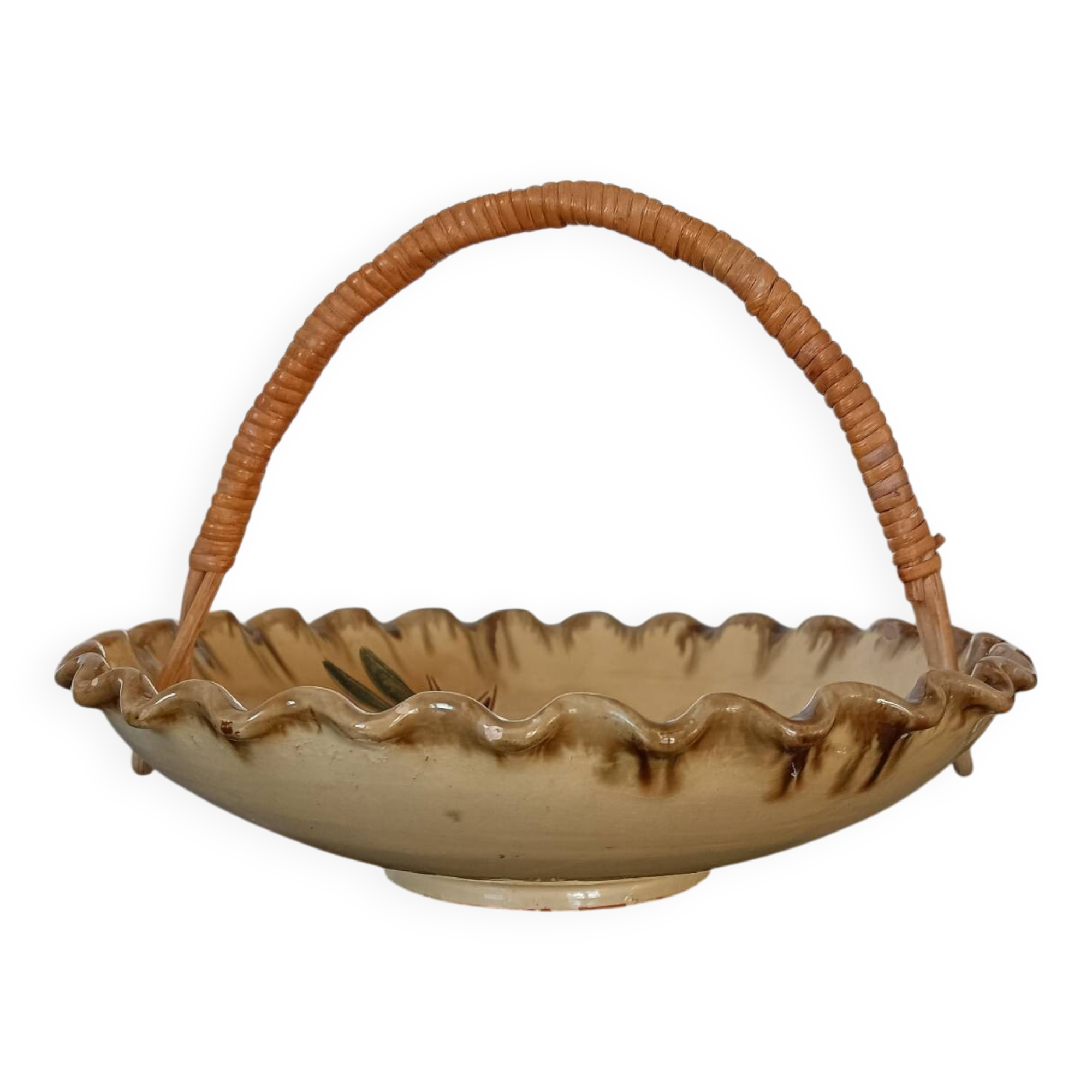 Glazed terracotta fruit bowl or basket
