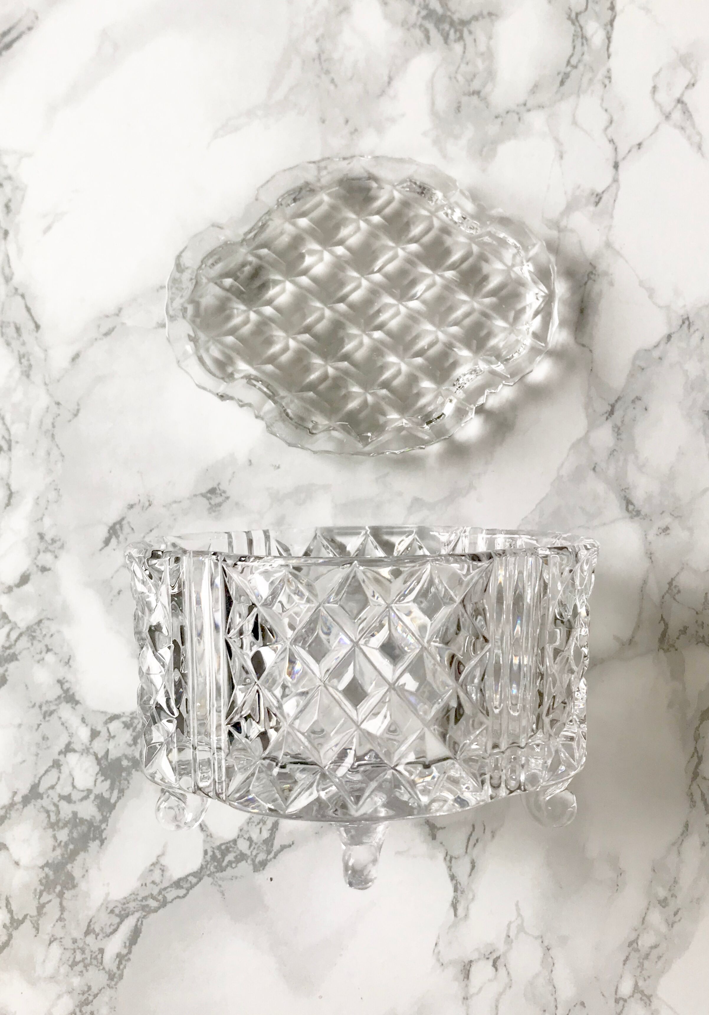 Vintage cut crystal candy box
