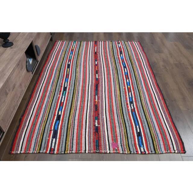 1970s Vintage Turkish Oushak Handmade Wool Cotton Pink Area Rug 157x219