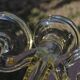 Large blown glass chandelier with bubbles
