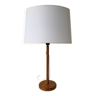 70s oak wood table lamp