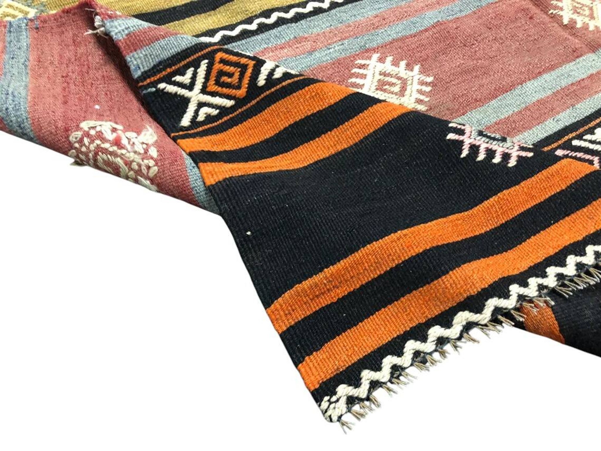 Oushak Kilim Runner en laine vintage