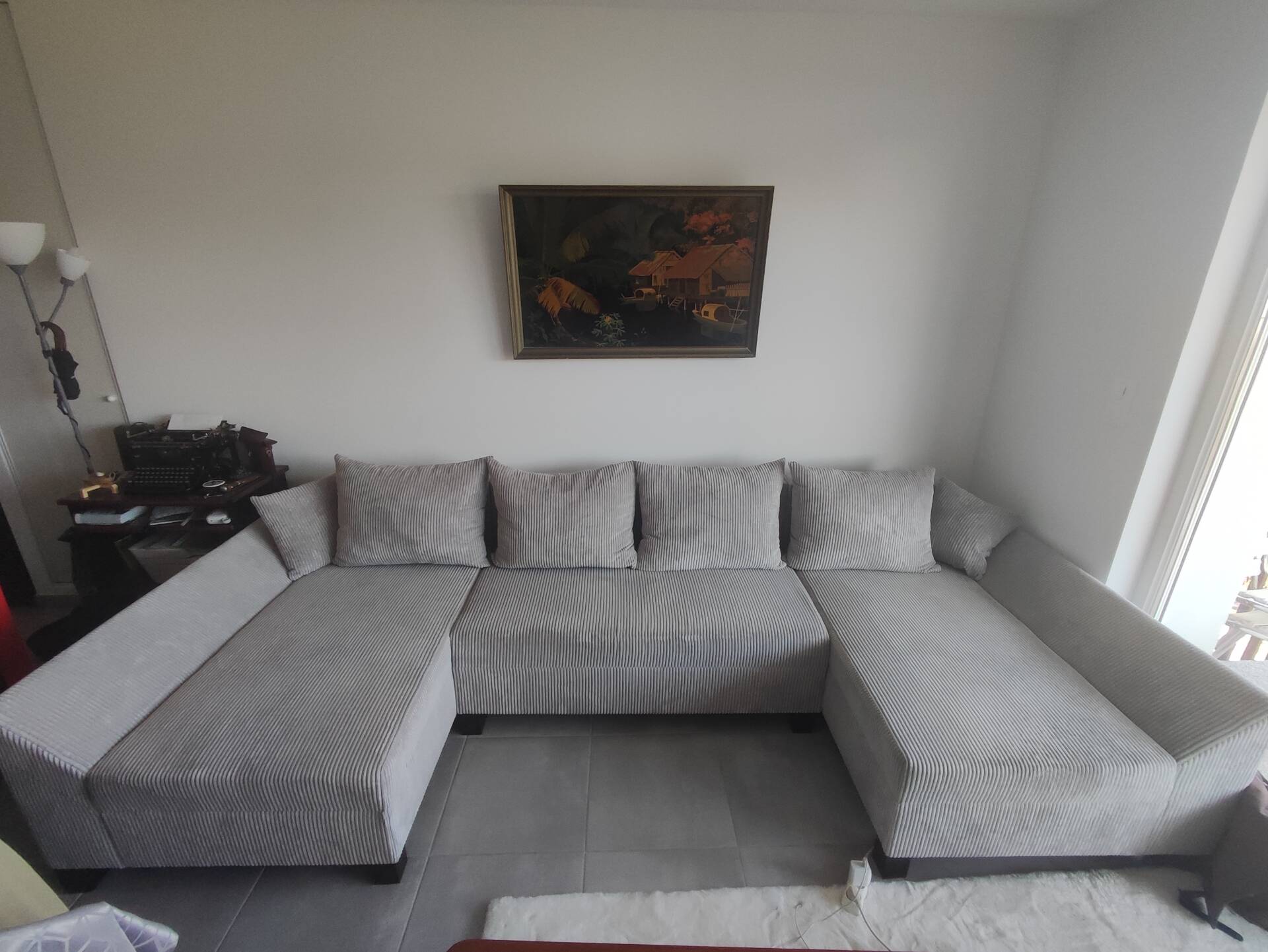 Canapé panoramique en U - Velours gris