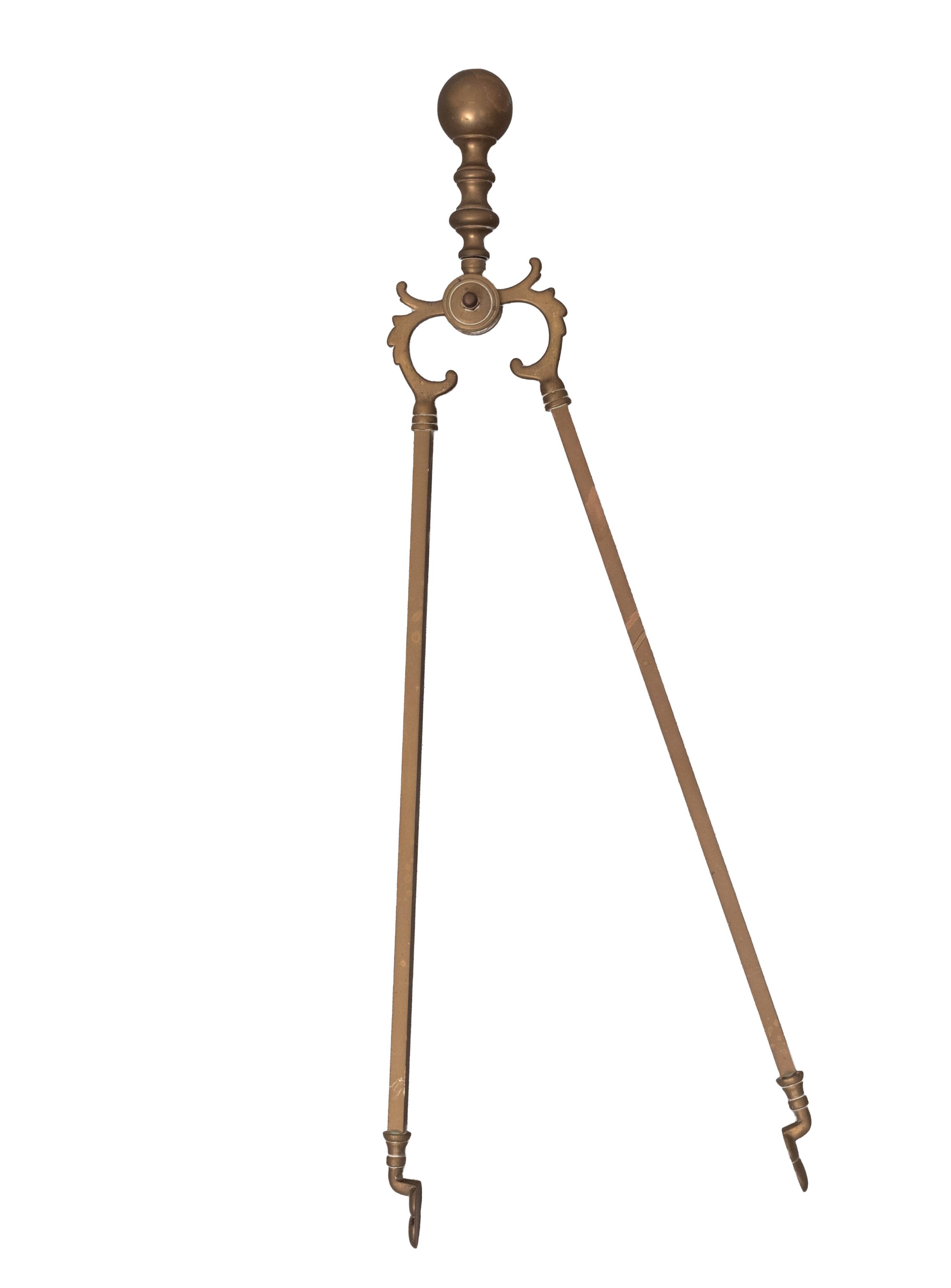 Antique Brass Fireplace Tools 19th Century