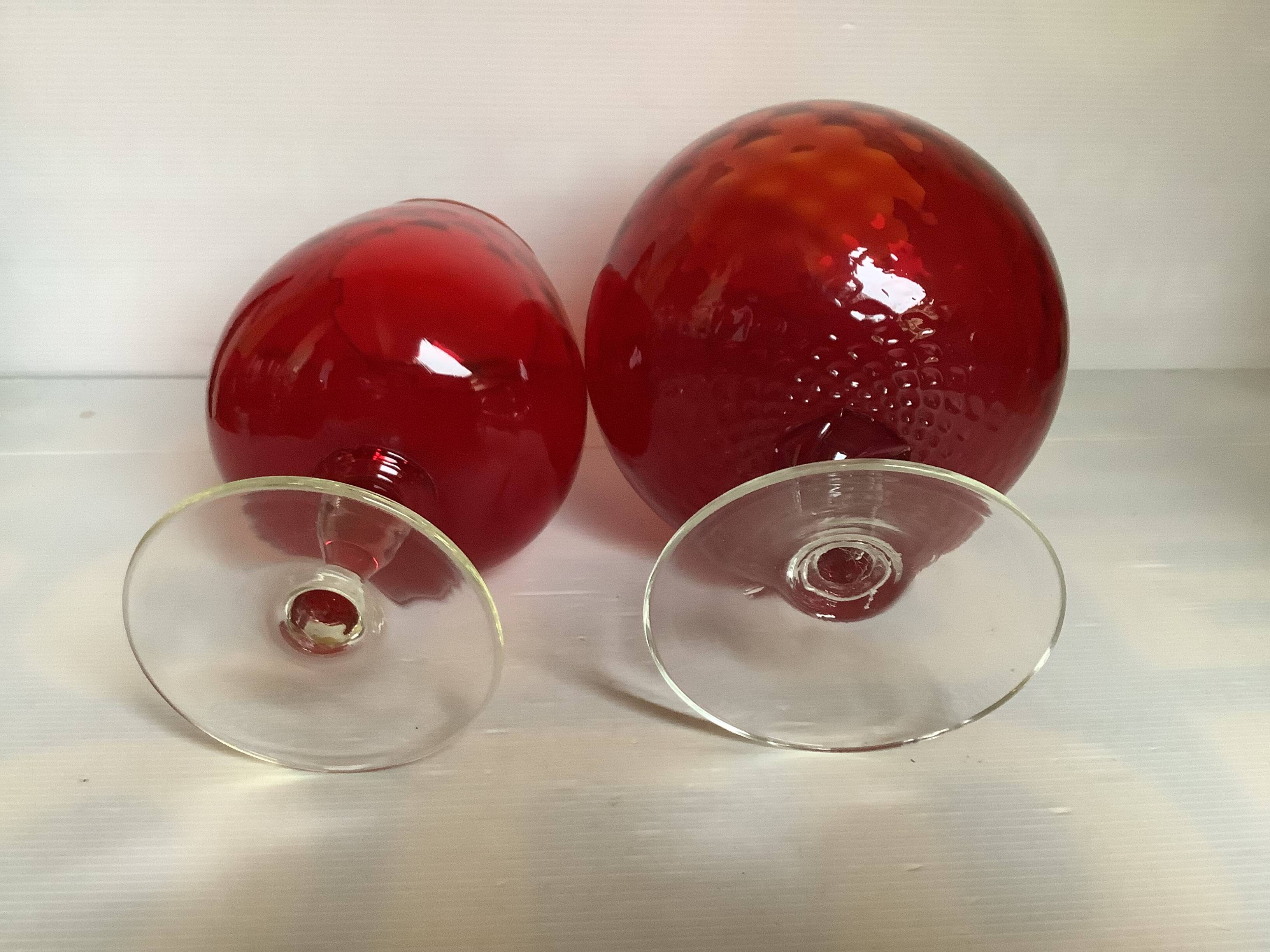 Paire de vases verres rouges Empoli Italy
