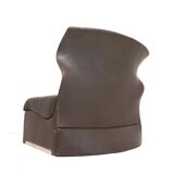 Saporiti Vela Alta leather armchair with ottoman by Giovanni Offredi