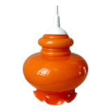 Orange opaline suspension lamp 70s