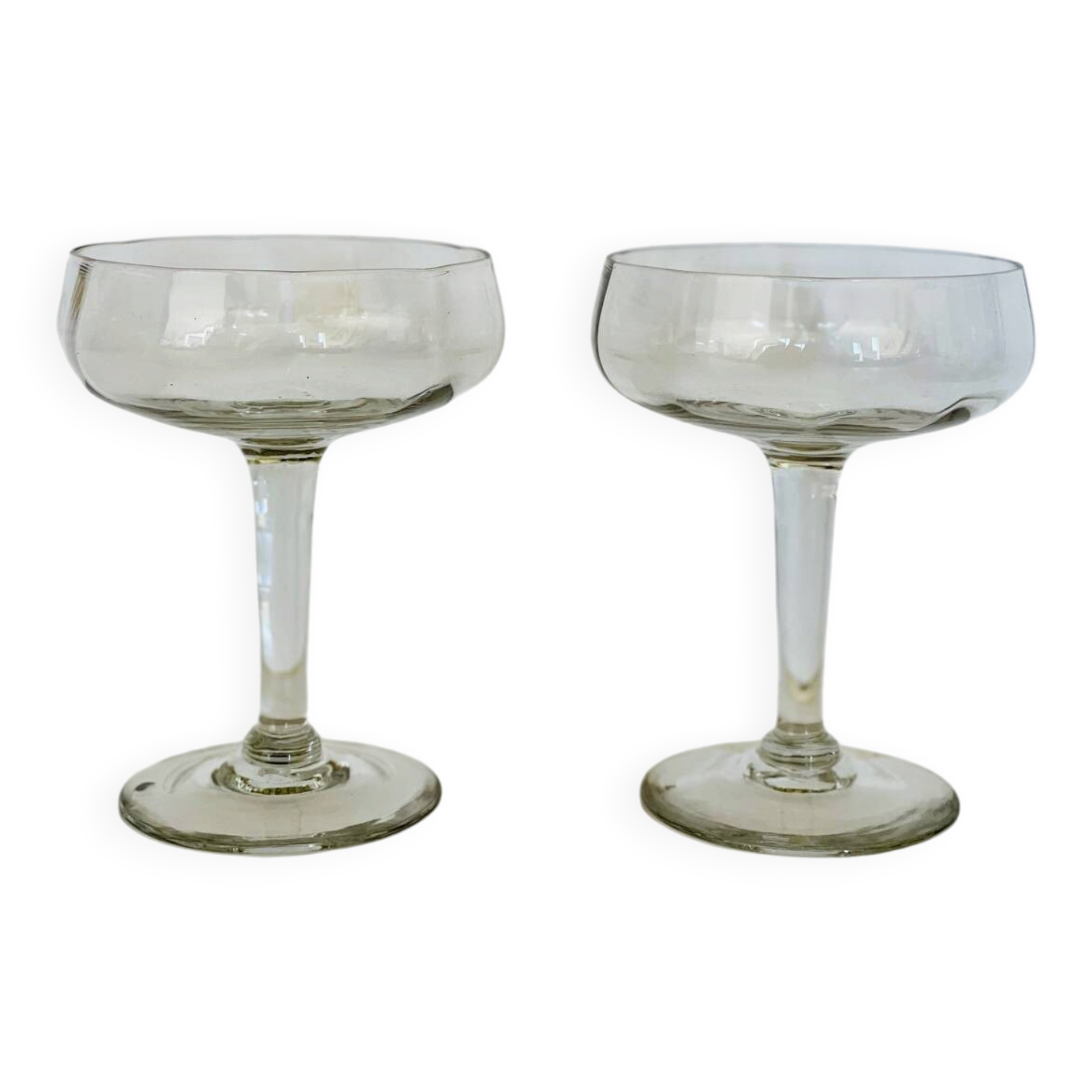 2 champagne coupes, cocktail coupes