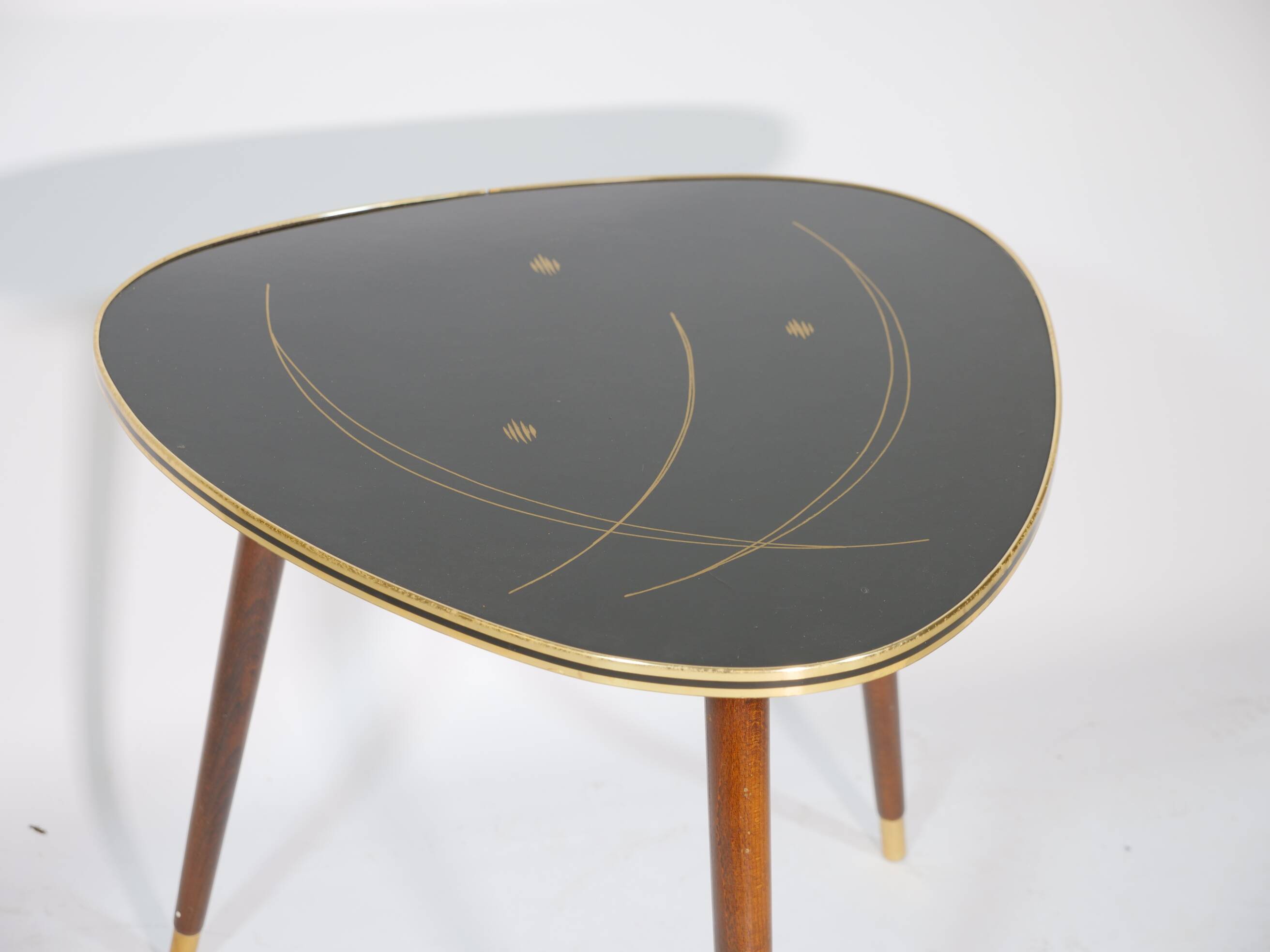 XL Gold-Rimmed Kidney Table 1960s Coffee Table