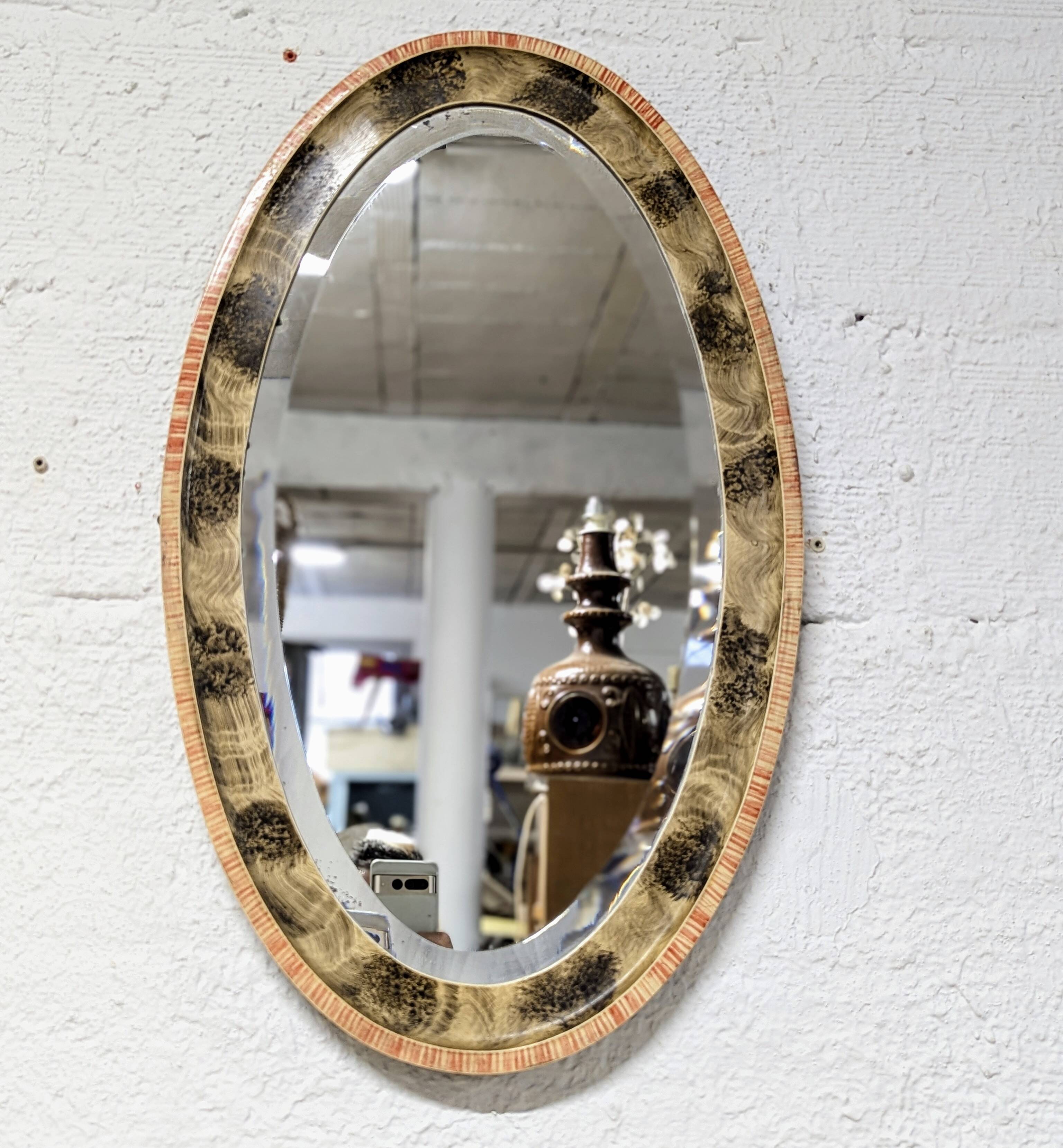 Oval wooden mirror 67x41cm