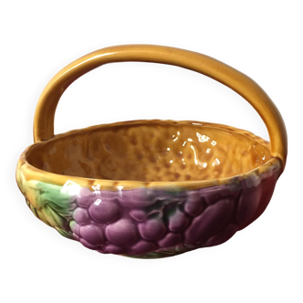 Fruit basket in slip stamped Sarreguemines France