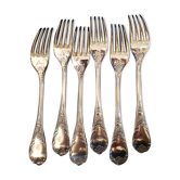 6 fourchettes en métal argenté, Modèle Marly, par Christofle
