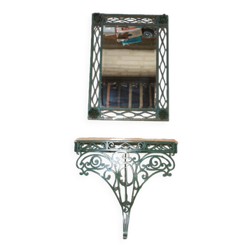 Beautiful Console + Mirror set, wrought iron. Art Nouveau / Art Deco