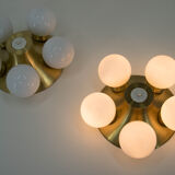 Mid-Century Flushmount or Wall Light by Elektroinstala Decin, 1970s, Set of Two