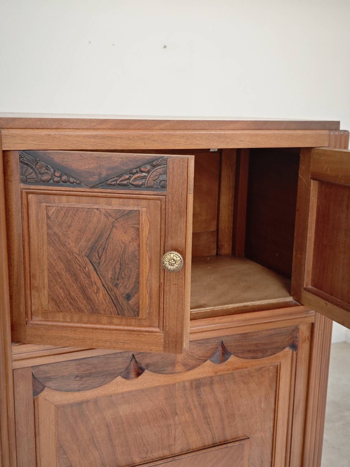 Antique wooden gramophone sideboard Art Deco France 1950