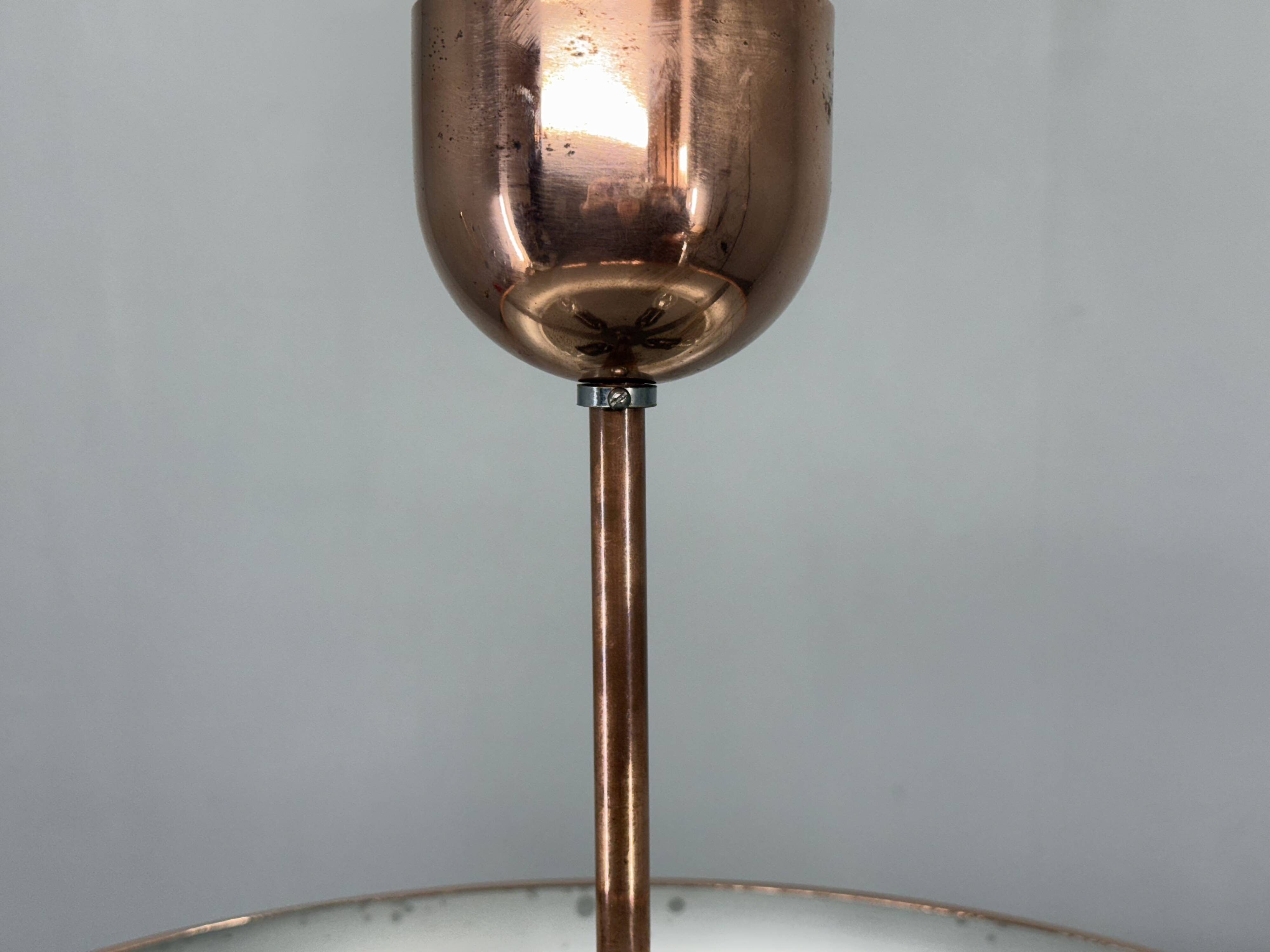 Suspension en cuivre Bauhaus UFO par Josef Hurka, années 1930