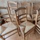 Set of 6 straw chairs in Louis Philippe style cherry wood