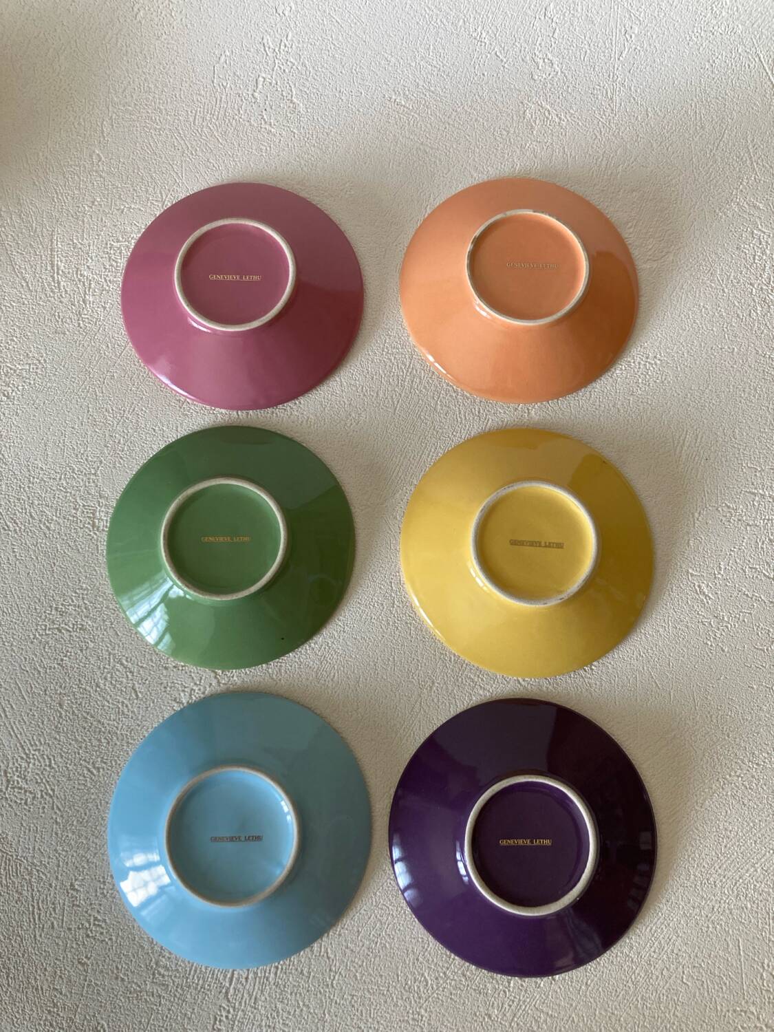 Geneviève Lethu Watercolor Coffee Saucers - Complete Set