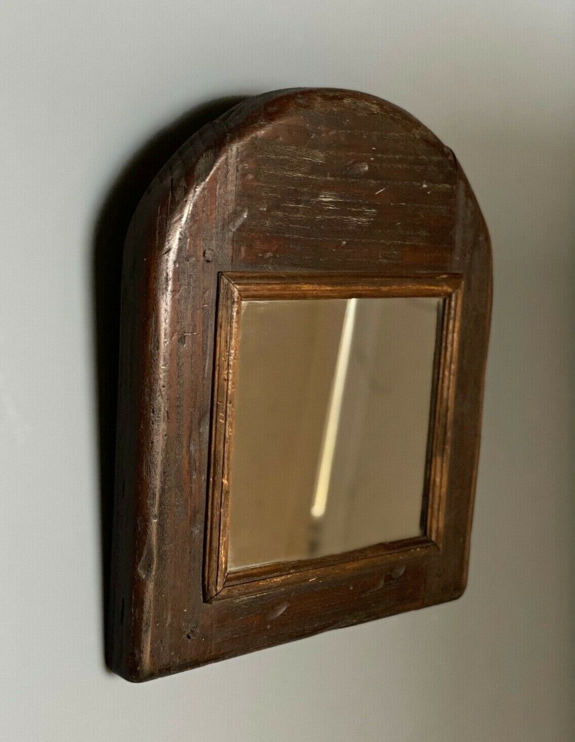 Brutalist mirror 1970 chene wood 33x44cm