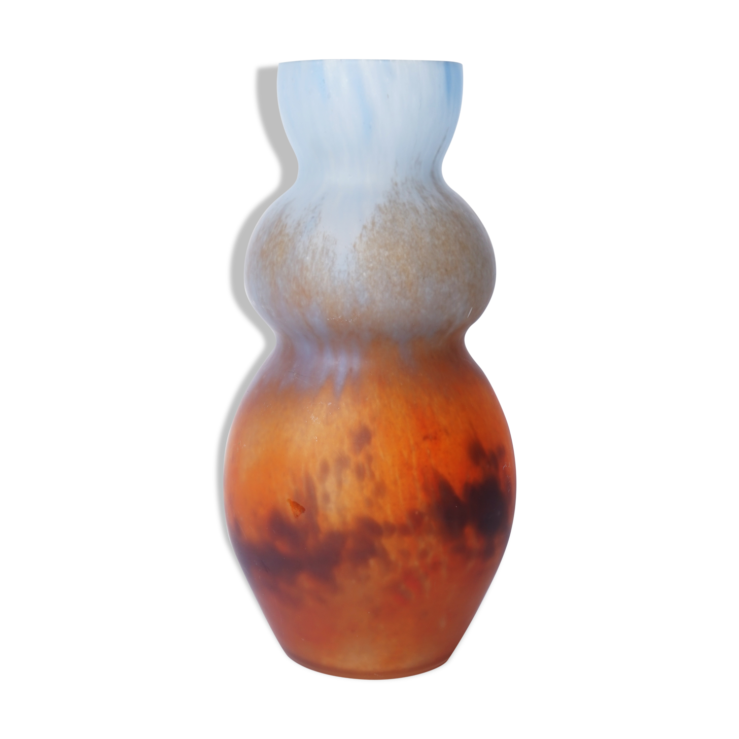 Vase effet marbling orange bleu