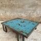 Table basse industrielle acier azur 90 x 110 cm
